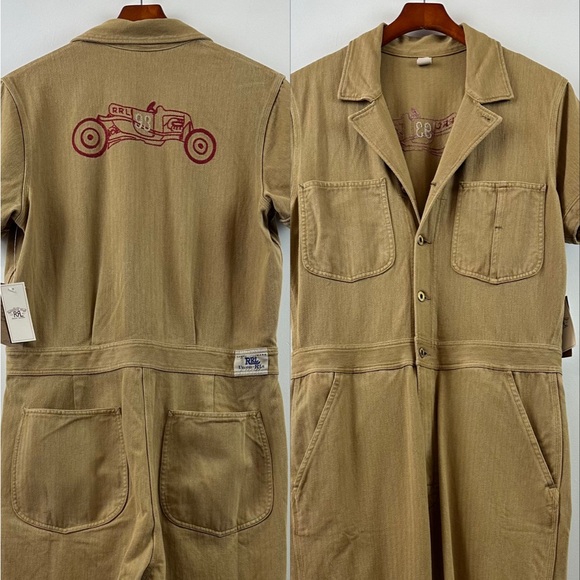 NWT RRL Double RL Embroidered Jacquard Coverall Race Car RRL Size 5 XL - Picture 4 of 16